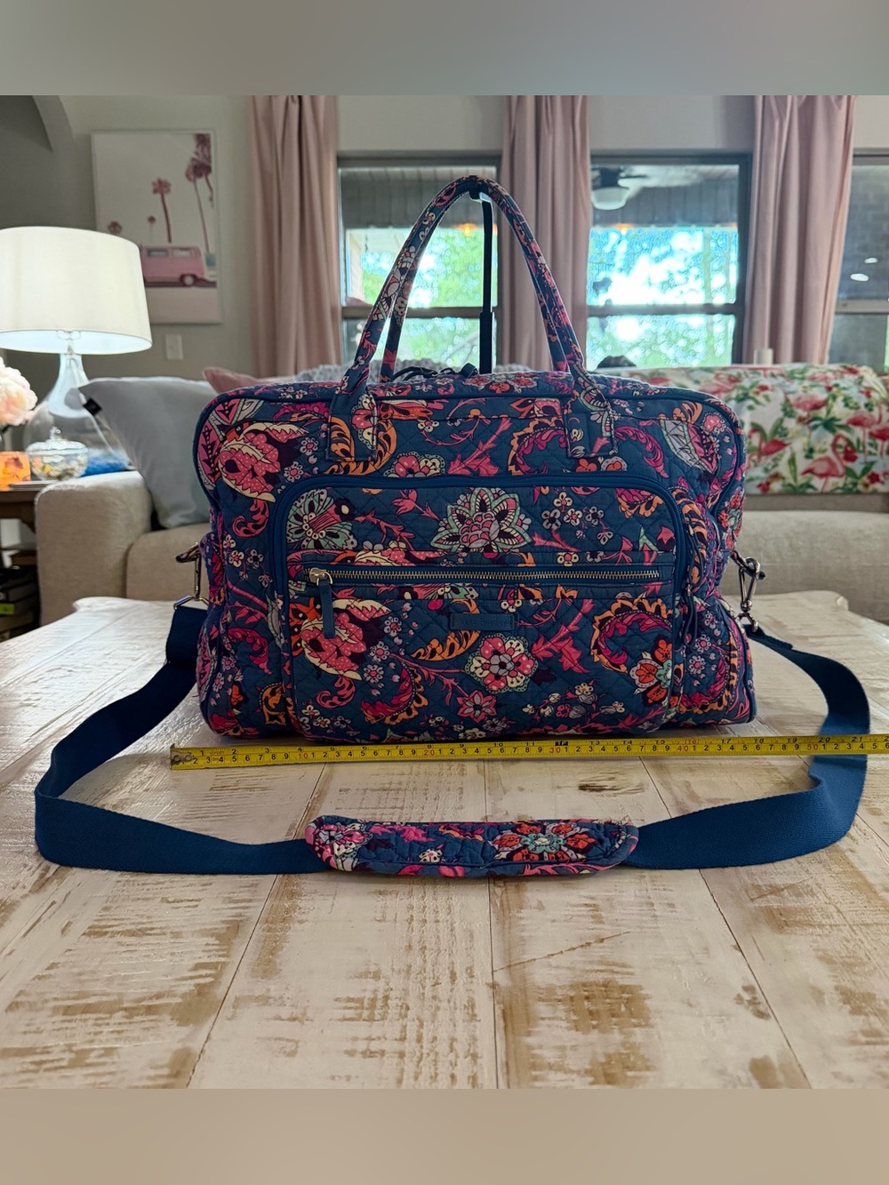 Vera Bradley Iconic Compact Weekender Travel Bag Dragon Fruit Floral Carry On